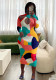 Women's Multi-Color Ribbed Long Sleeves Midi Bodycon Dress