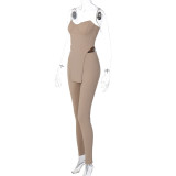 Summer Women's Suspenders Wrapped Chest Knitting Fashion Casual Two Piece Pants Set Women