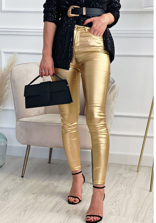 Spring And Autumn Casual Tight Fitting Pocket Trousers Fashion Women Trousers