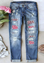 Trendy Ripped Multi Graphic Straight Denim Pants