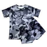 Women Casual Camouflage Print Short Sleeve Top and Short Two-Piece Set