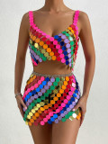 Women Sexy Multi-Color Sequined Two-Piece Set
