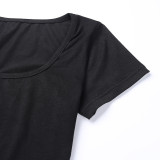 Women u-neck short-sleeved T-shirt