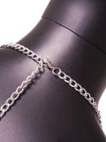 Women Colorblock Gemstone Halter Neck Cutout Crop Top