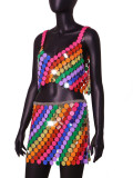 Women Sexy Multi-Color Sequined Two-Piece Set