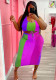 Plus Size Women Casual Print Top and Skirt Two-Piece Set