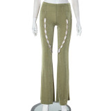 Women's summer y2k fashion retro hollow drape Casual Bell Bottom trousers