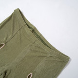 Women's summer y2k fashion retro hollow drape Casual Bell Bottom trousers