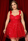 Plus Size slip dress mesh sexy party style sequin dress