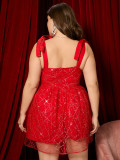 Plus Size slip dress mesh sexy party style sequin dress