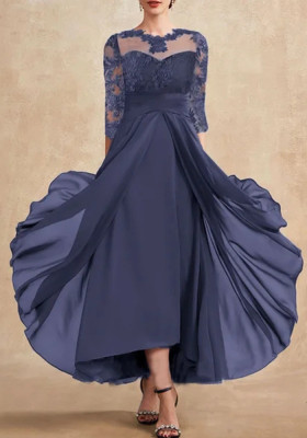 Dress Chiffon Patchwork Lace Cutout Long Dress Bridesmaid Evening Dress Women's Dress