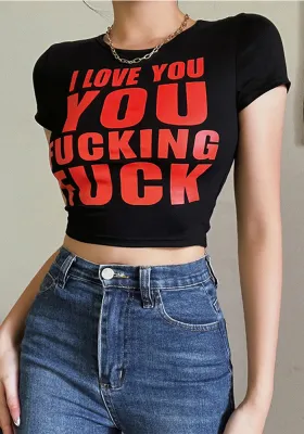 Round Neck Letter Printed Short Sleeve T-Shirt Women's Summer Fashion Short Versatile Tops