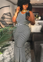 Sexy Slim Stripe Patchwork Plus Size Tank Dress Maternity Dress
