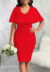 Sexy Fashion Solid Color Career Women's V-Neck Office Dress