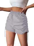 Women's Solid Drawstring Elastic Sports Casual Elastic Waist Cargo Shorts