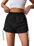 Women's Solid Drawstring Elastic Sports Casual Elastic Waist Cargo Shorts