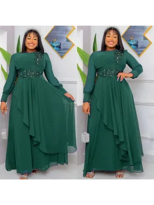African Ladies Plus Size Chiffon Chic Formal Party Maxi Dress