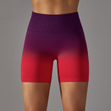 Seamless Candy Gradient Training Tight Fitting High Waist Sports Shorts Running Fitness Yoga Pants Women