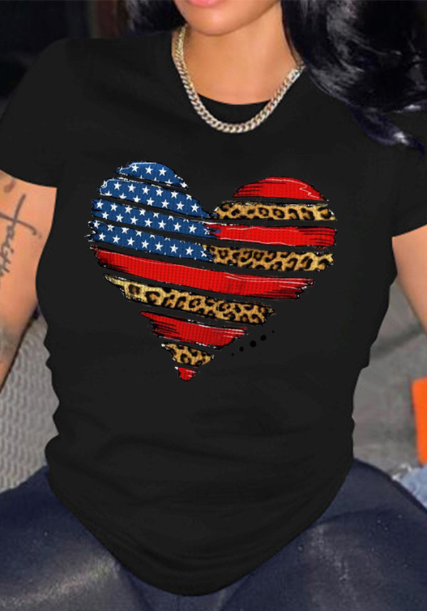 Plus Size Letter Print Women's Round Neck T-Shirt