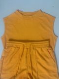 WomenSolid Sleeveless Top and Drawstring Shorts Casual Two-Piece Set
