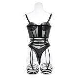 Sexy Lingerie Fishbone Girdle Lace-Up Sexy Push Up Detachable Comfort Suit