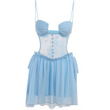 Sexy cutout lacemesh breast cup Strap Dress Fashion Casual Ladies