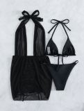 Sexy Drawstring Three-Piece Mesh Swimsuit Bikini
