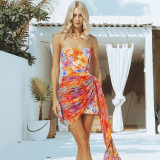 Women's Summer Sexy Sleeveless Printed Short Skirt Beach Dress
