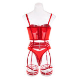 Sexy Lingerie Fishbone Girdle Lace-Up Sexy Push Up Detachable Comfort Suit