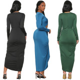 Women's Clothing Autumn/Winter Solid Color Sexy Tight Fitting Bodycon Dress