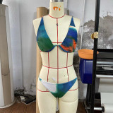 Printed underwire Three-Piece swimsuit bikini