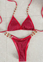 Beach Holidays Bikini Crystal Diamond Women's Two Pieces Swimsuit Swimwear