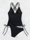 Solid Color Straps Sexy Bikini Swimwear Two Pieces Swimsuit