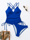 Solid Color Straps Sexy Bikini Swimwear Two Pieces Swimsuit