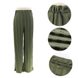 Modern Casual Striped Satin-Jacquard Loose Trousers