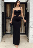 Summer Women's Solid Color Straps Camisole Fashion Bodycon Long Skirt Two Piece Set For Women