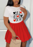 Women Round Neck Short Sleeve T-Shirt + Mini Skirt Two-piece Set