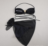 Women Bikini Sexy Black v Backless swimwear Three-Piece