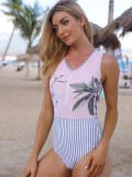 Women Printed Bikini Patchwork One Piece swimwear
