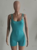 Women's Clothing Summer Fashion Sexy Ribbed Straps Rompers Jumpsuit