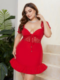 Sex Plus Size Sensual Dress Patchwork See-Through Low Back Bodycon Dress