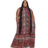 Summer Stand Collar Sleeveless Print Plus Size Women's Stylish Loose Long Dress