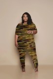 Loose Casual Print Short Sleeve Plus Size Two-Piece Pajama Set