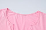 Summer Women's Short-Sleeved Solid Color V-Neck Fashion Hollow Slim Sports Jumpsuit Women
