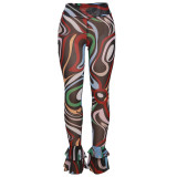 Summer Ladies High Waist Fashion Printed Slim Fit Casual Pants