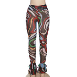 Summer Ladies High Waist Fashion Printed Slim Fit Casual Pants