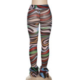 Summer Ladies High Waist Fashion Printed Slim Fit Casual Pants