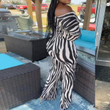 Sexy zebra print bootcut two-piece trouser suit