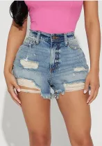 Women Vintage Ripped Denim Shorts