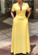 Women Turndown Collar Short Sleeve Maxi Dress